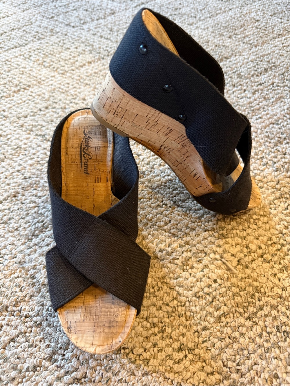 Lucky Brand Black Wedge Sandals